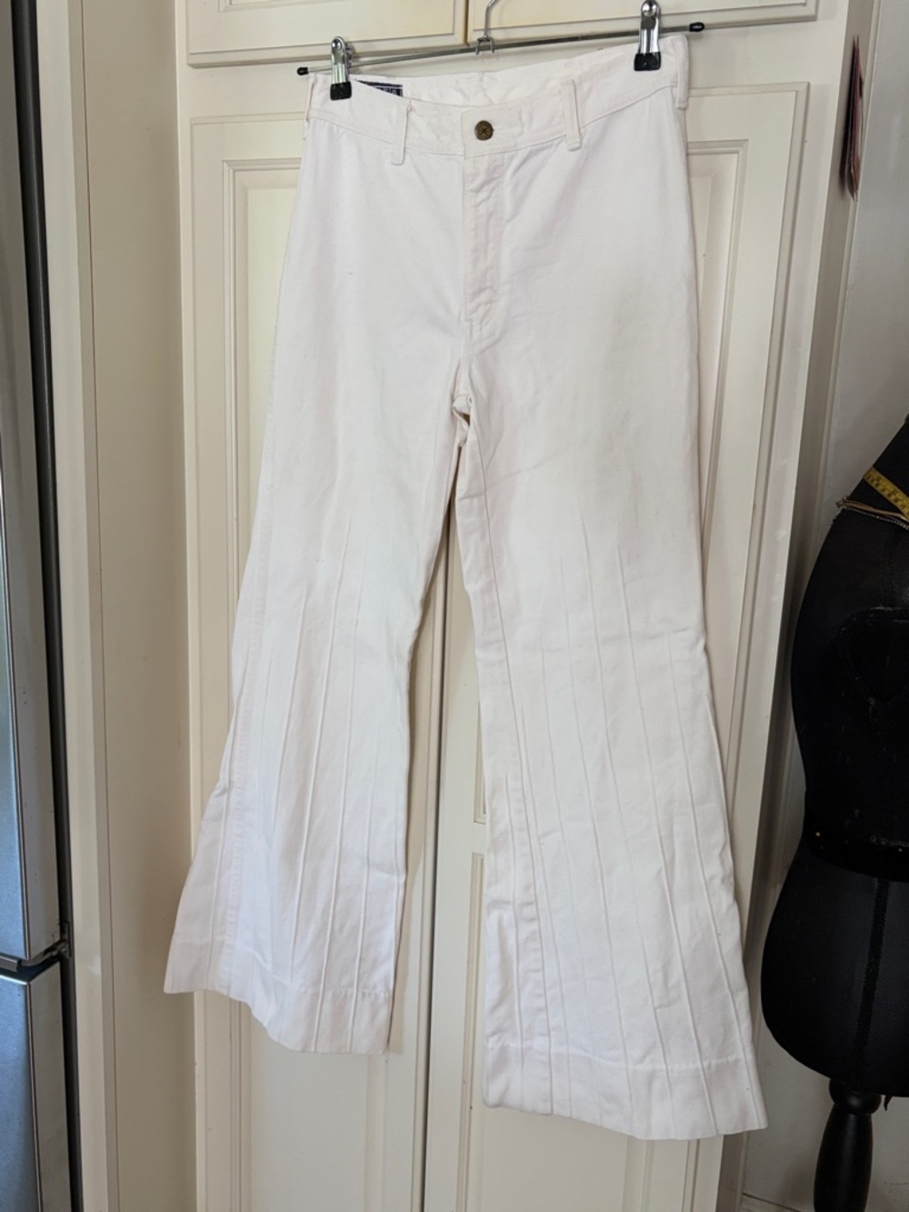 Vintage 80s White Women's Pleated Wide-Leg Jeans